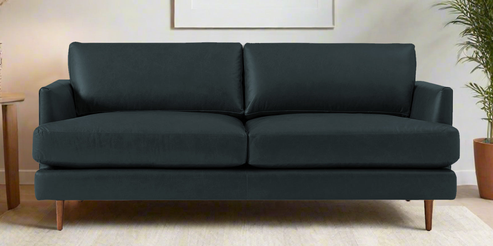 Sterio Leatherette 2 Seater Sofa In Steel Blue Colour - Febonic Living