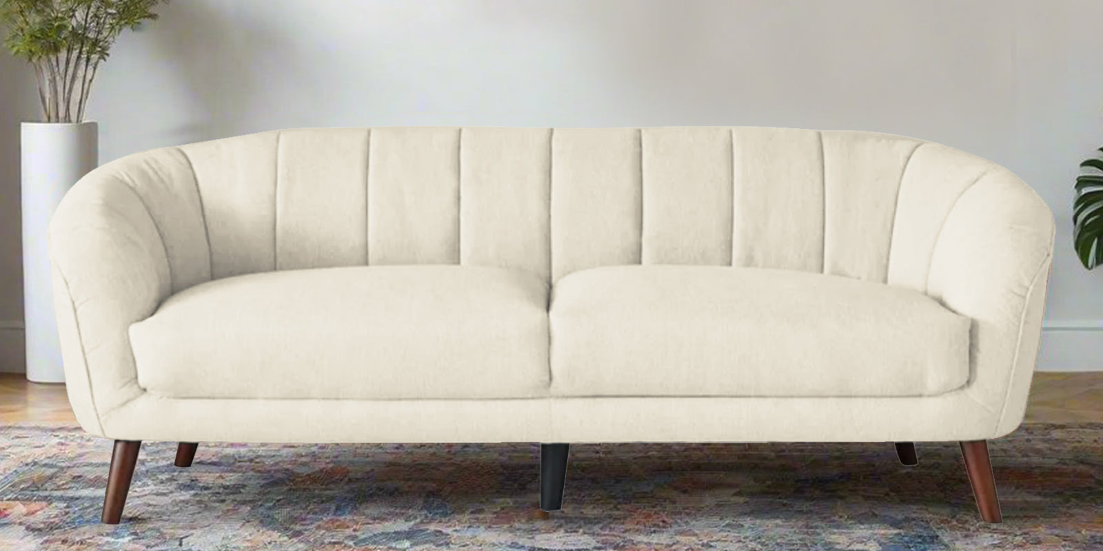 Benjamin Fabric 3 Seater Sofa In Ivory Cream Colour - Febonic Living