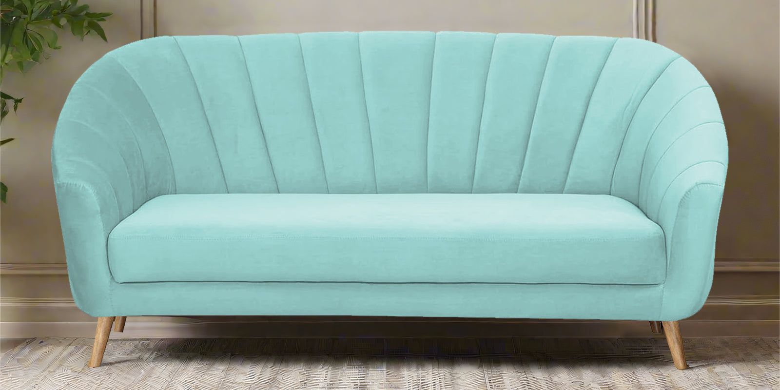 Kaylee Velvet 3 Seater Sofa In Barmunda Aqua Colour - Febonic Living