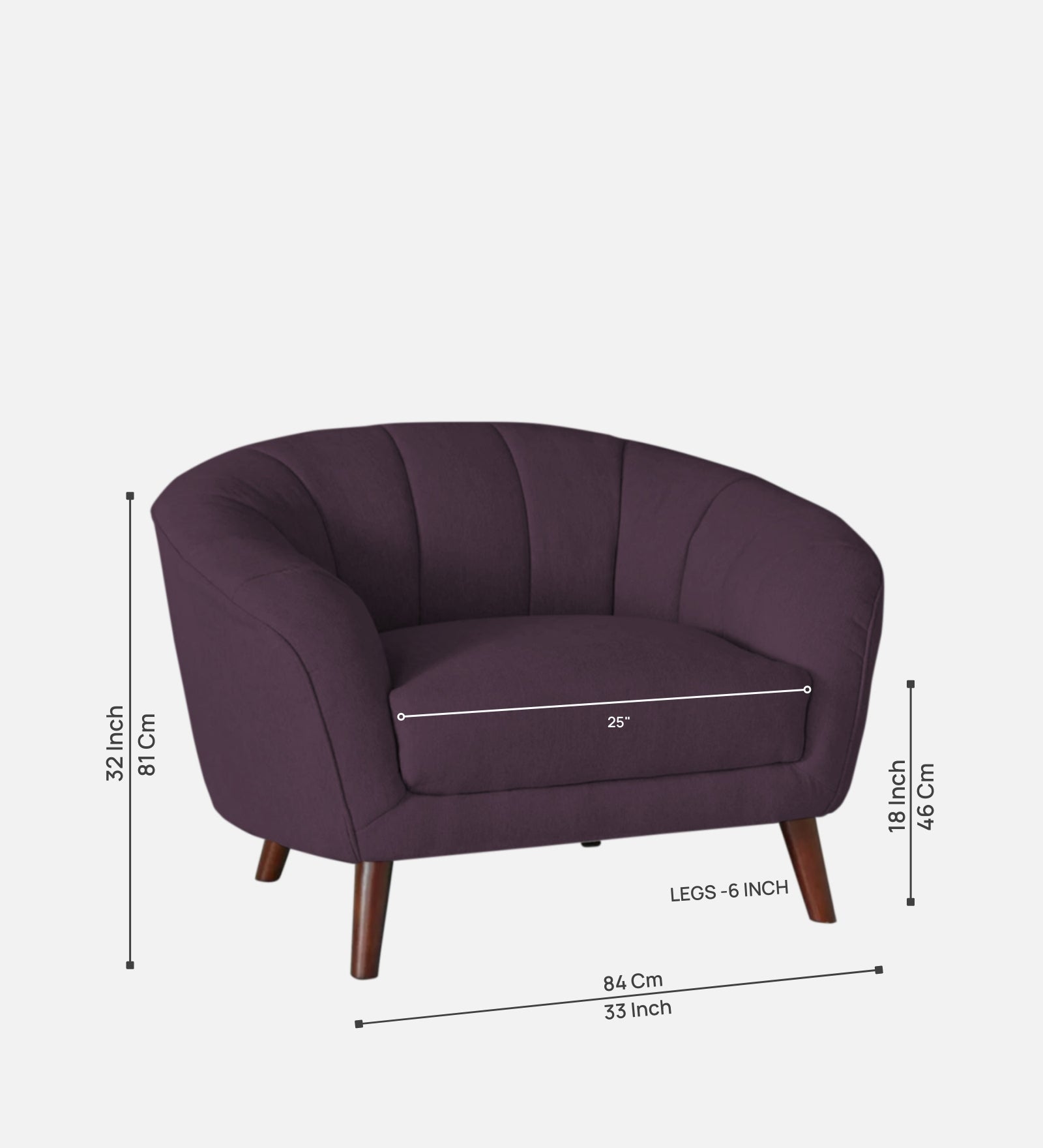 Benjamin Fabric 1 Seater Sofa In Greek Purple Colour - Febonic Living
