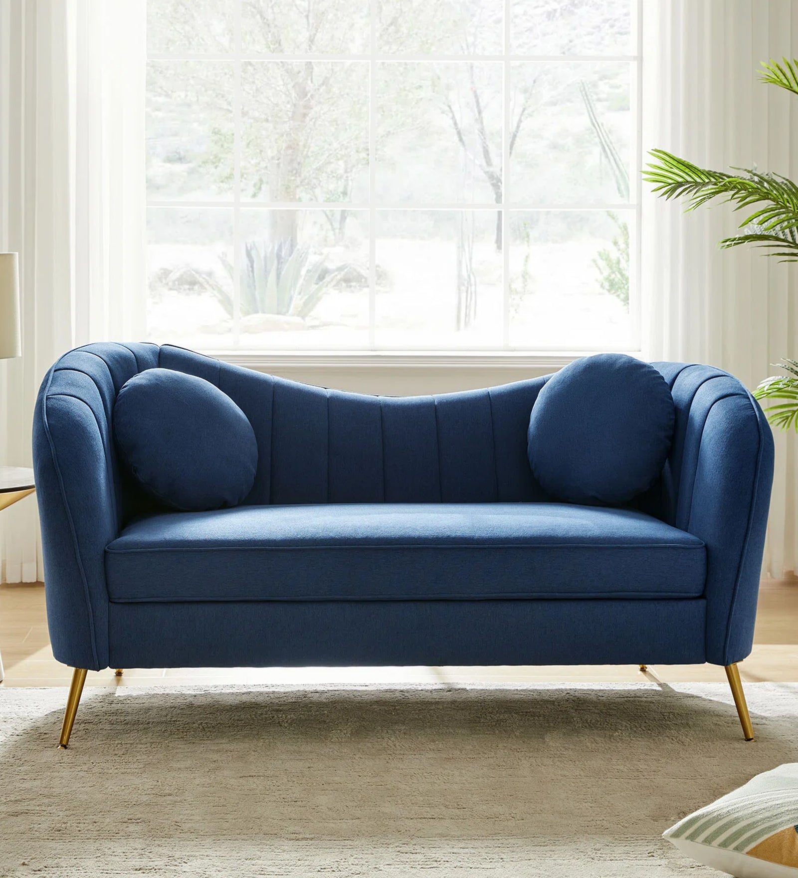Sidewell Fabric 2 Seater Sofa In Royal blue Colour - Febonic Living