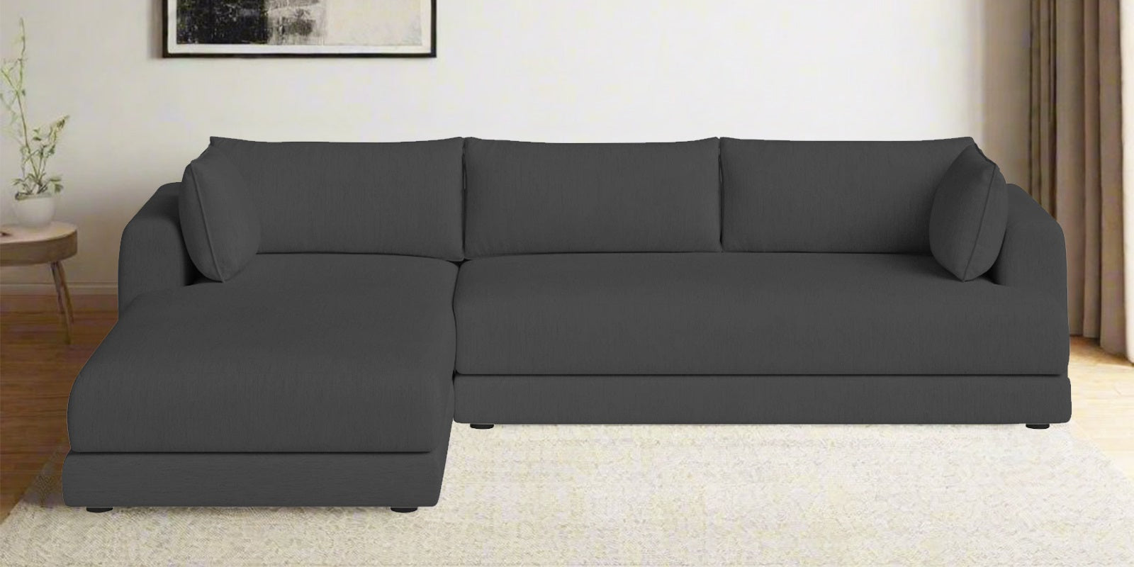 Ziggy Fabric RHS Sectional Sofa (3+Lounger) In Stone Grey Colour - Febonic Living
