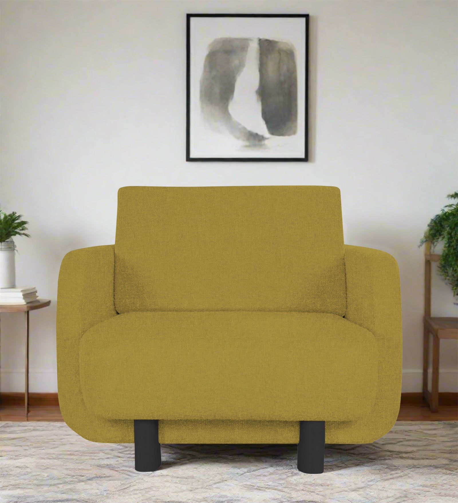 Varu Fabric 1 Seater Sofa In Parrot Green Colour - Febonic Living