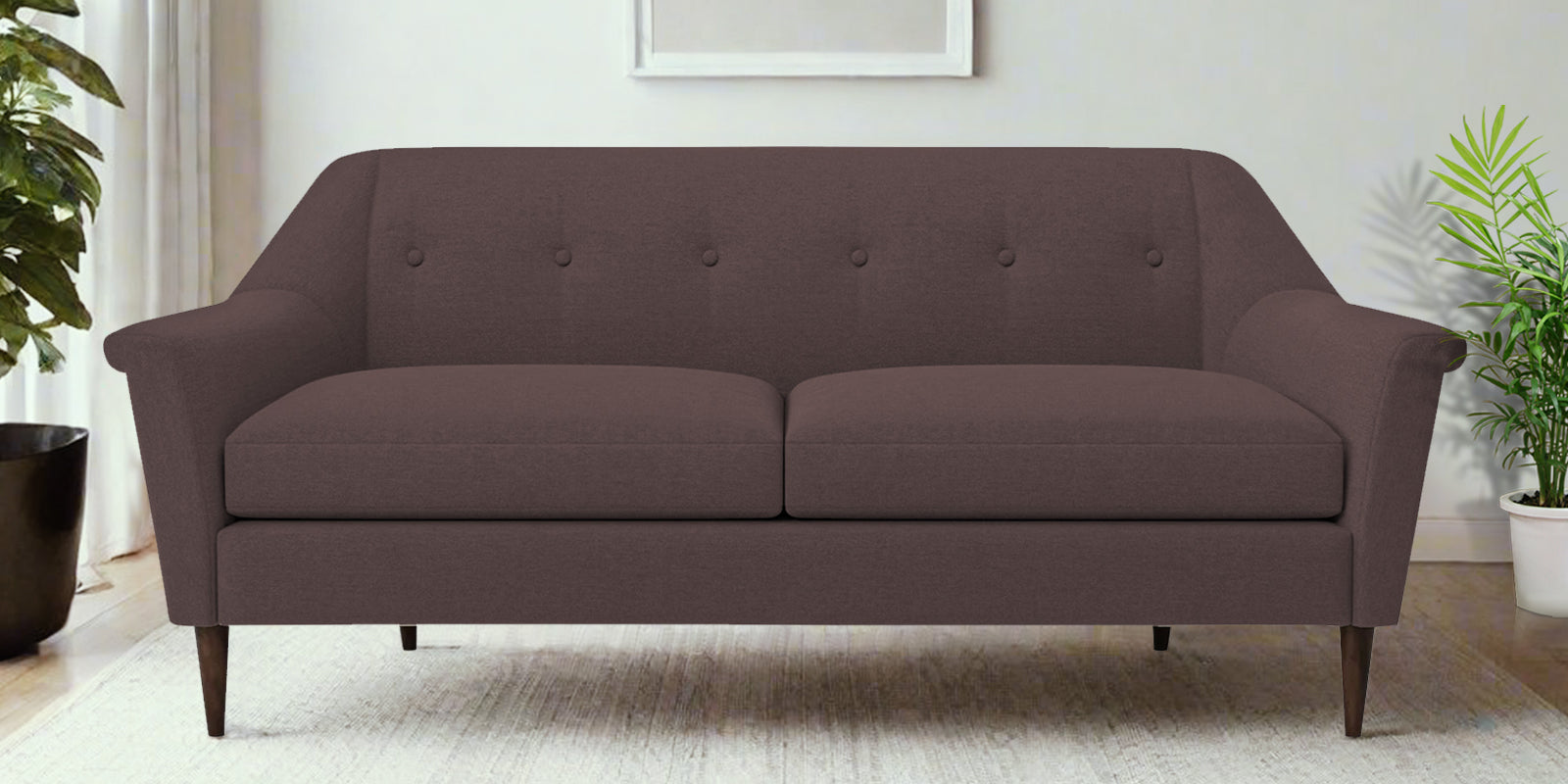 Homer Fabric 3 Seater Sofa In Night Brown Colour - Febonic Living