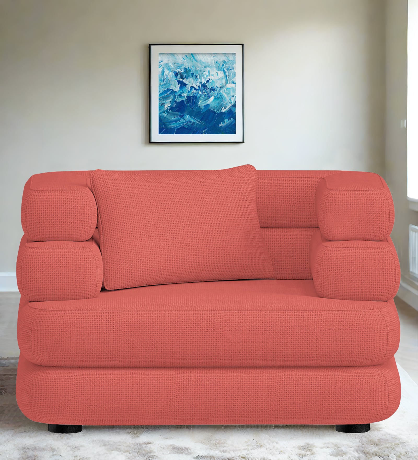Wener Fabric 1 Seater Sofa In Salmon Pink Colour - Febonic Living