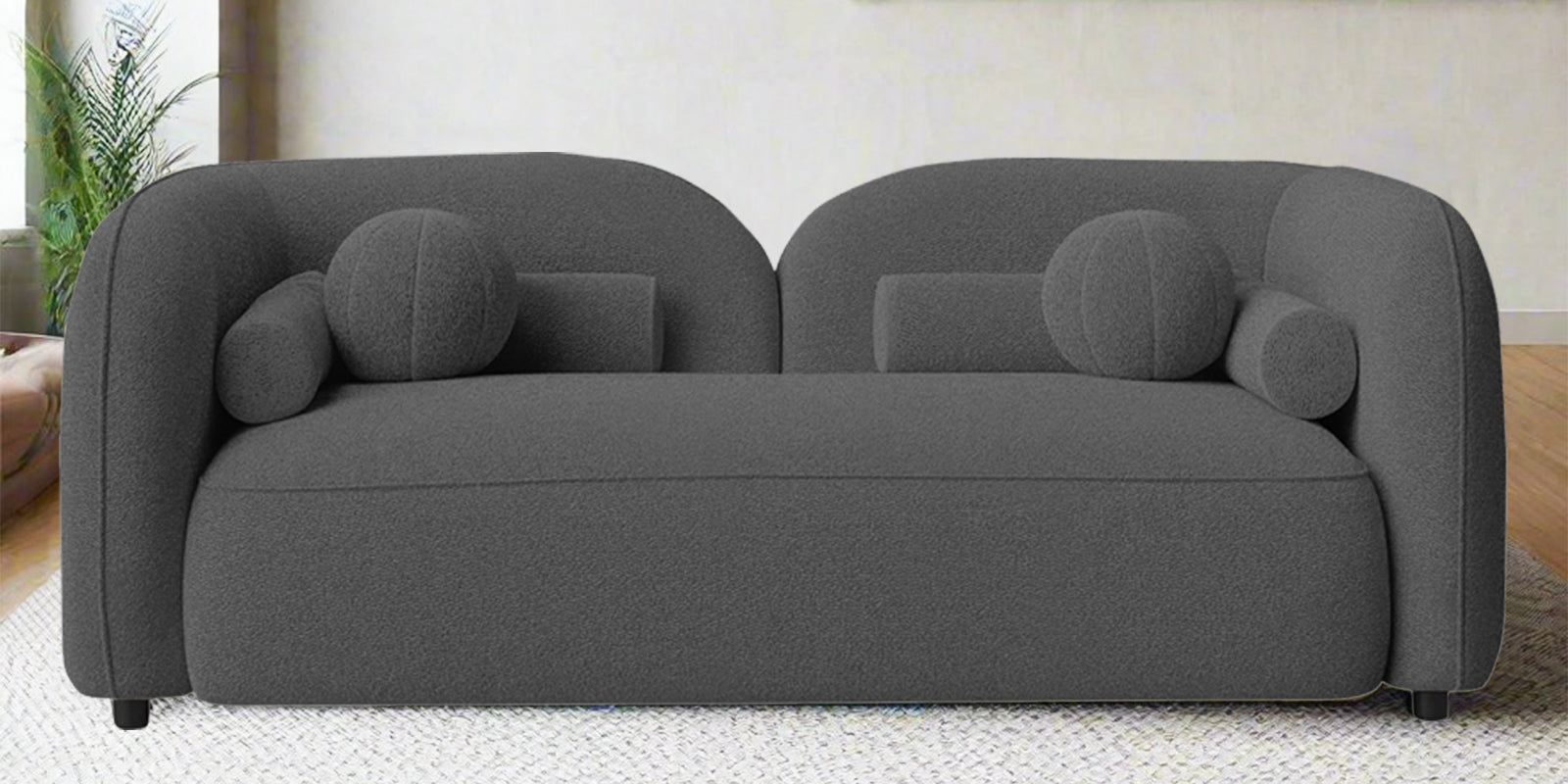 Corny Boucle Fabric 2 Seater Sofa In Lava Grey Colour - Febonic Living