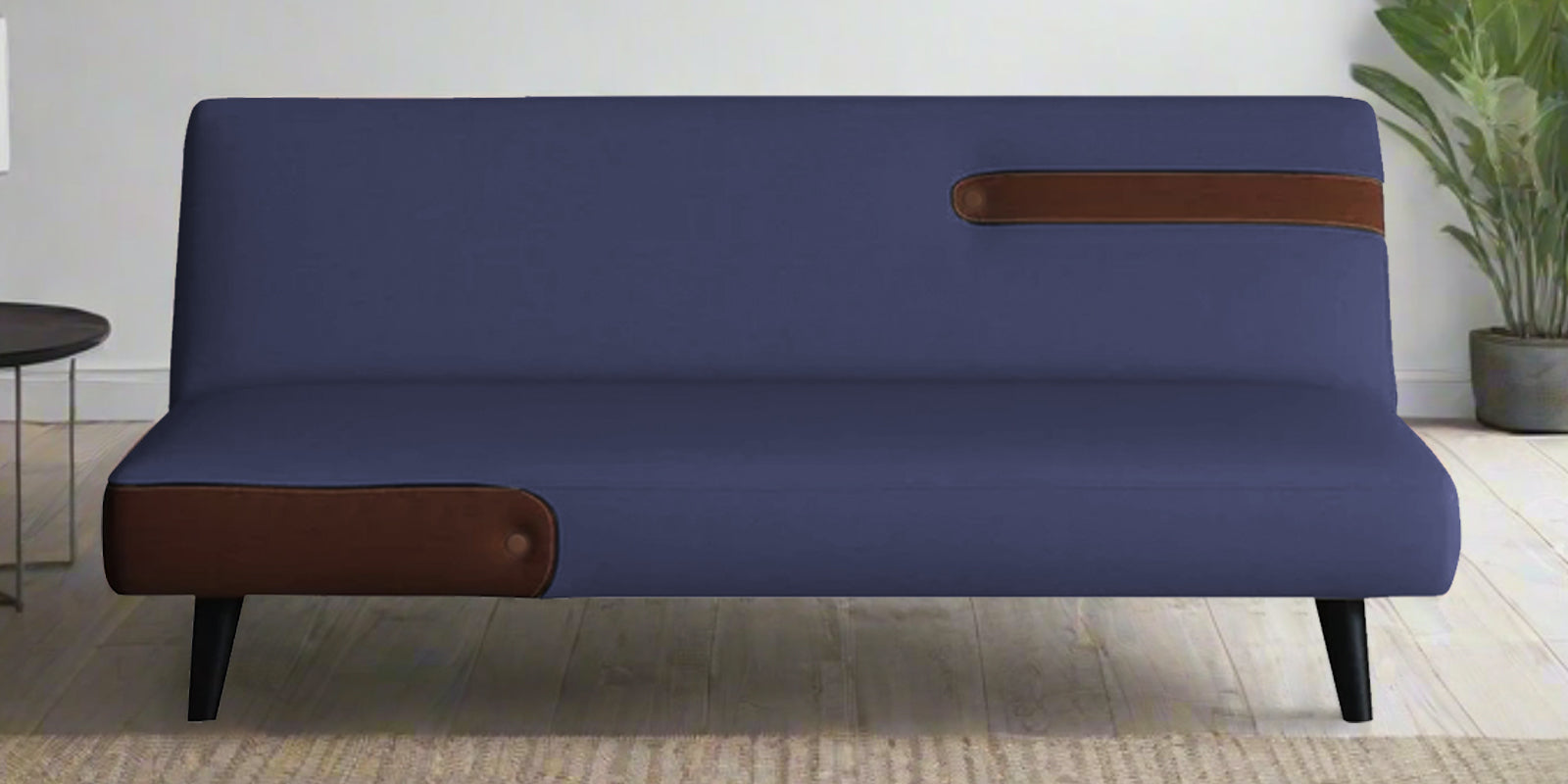 Vedan Fabric 3 Seater Convertible Sofa Cum Bed In Slate Blue Colour - Febonic Living