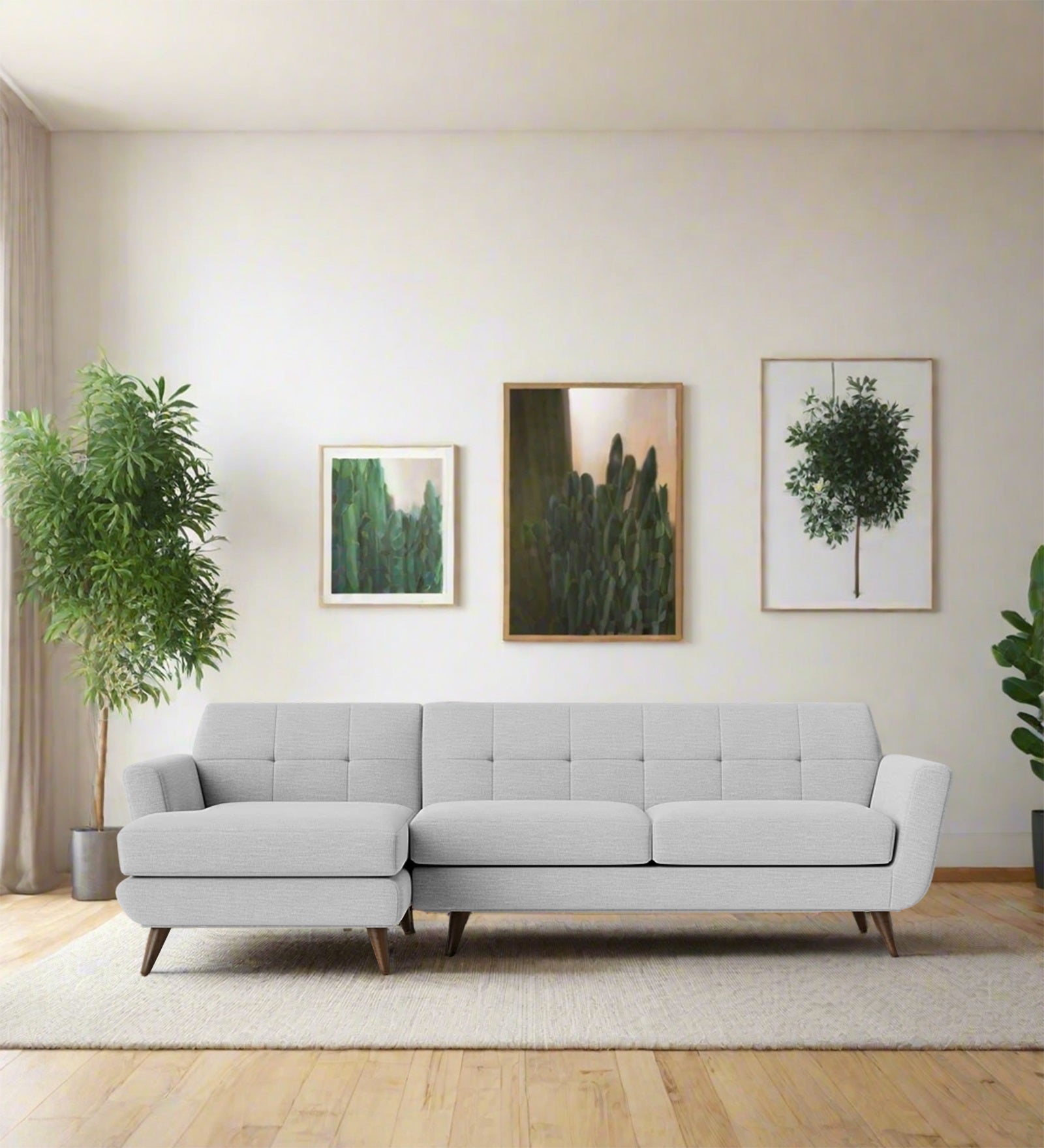 Jasmin Fabric RHS Sectional Sofa (3+ Lounger) In Lit Grey Colour - Febonic Living