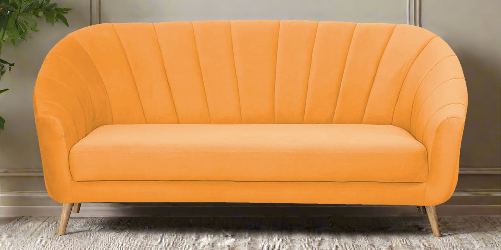 Kaylee Velvet 3 Seater Sofa In Tangerine orange Colour - Febonic Living