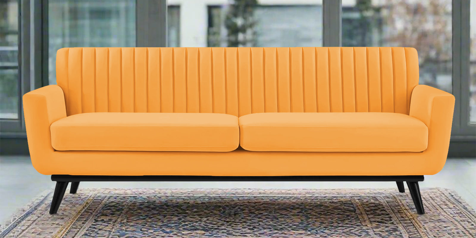 Tucker Velvet 3 Seater Sofa In Tangerine Orange Colour - Febonic Living