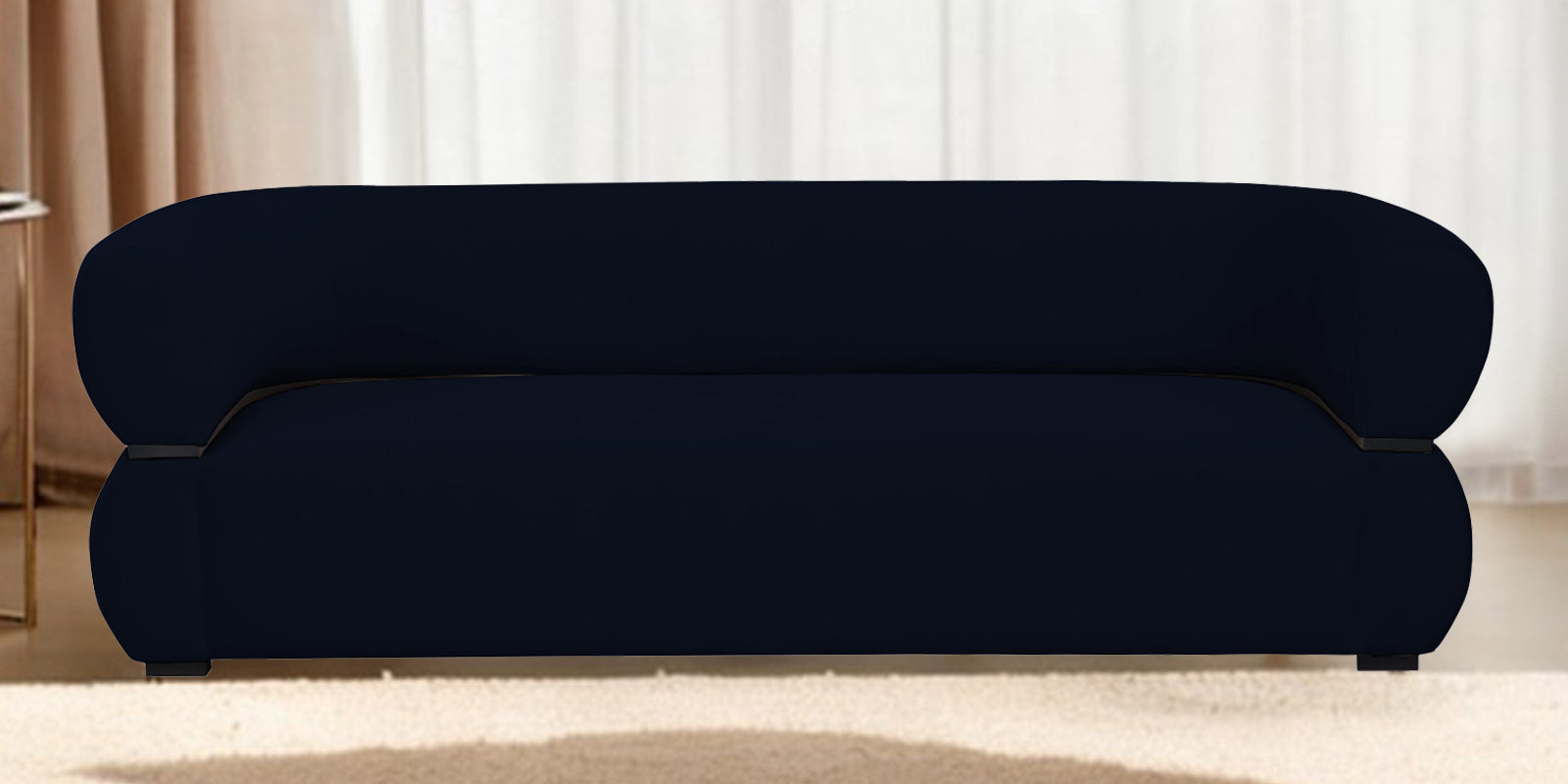 Kula Velvet 3 Seater Sofa In Dark Blue Colour - Febonic Living