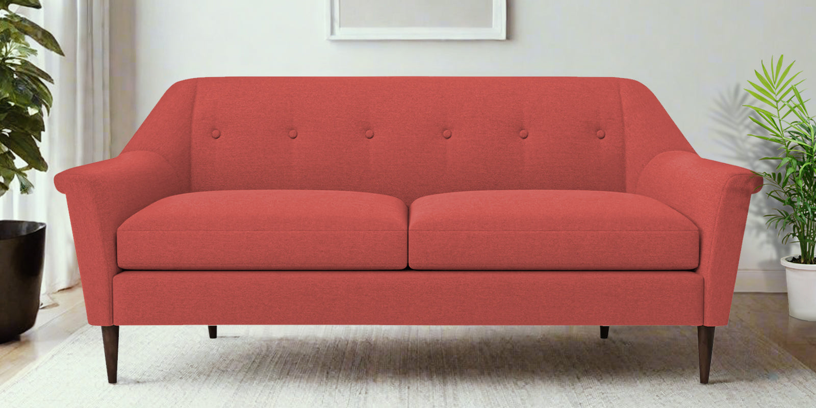 Homer Fabric 3 Seater Sofa In Salmon Pink Colour - Febonic Living
