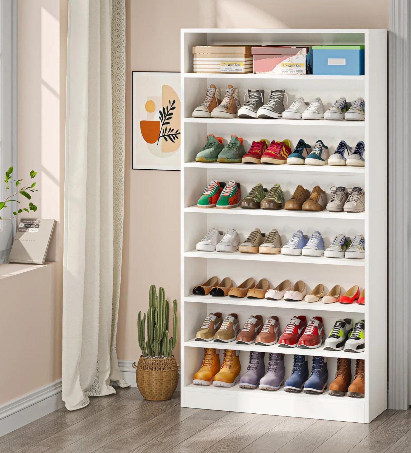 Aryel Shoe Rack In Frosty White Finish - Febonic Living