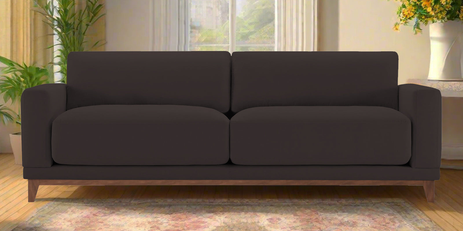 Esha Fabric 3 Seater Sofa In Pebble Brown Colour - Febonic Living