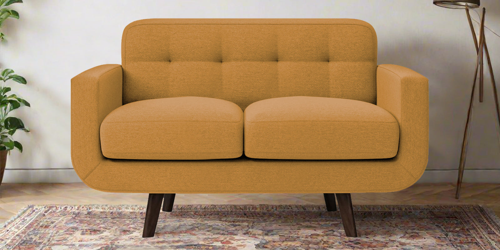 Marsela Fabric 2 Seater Sofa In Corn Yellow Colour - Febonic Living