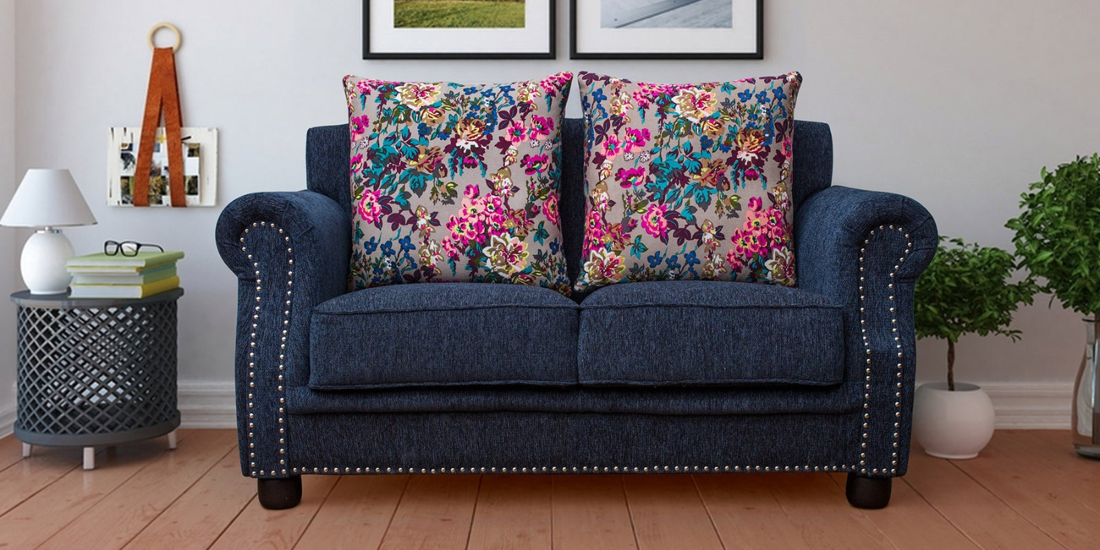 Muba Fabric 2 Seater Sofa In Royal Blue Colour - Febonic Living