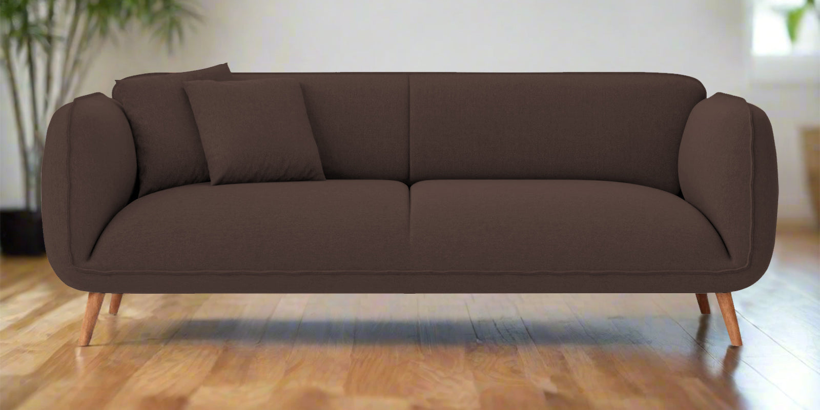 Zia Fabric 3 Seater Sofa In Caramel Brown Colour - Febonic Living