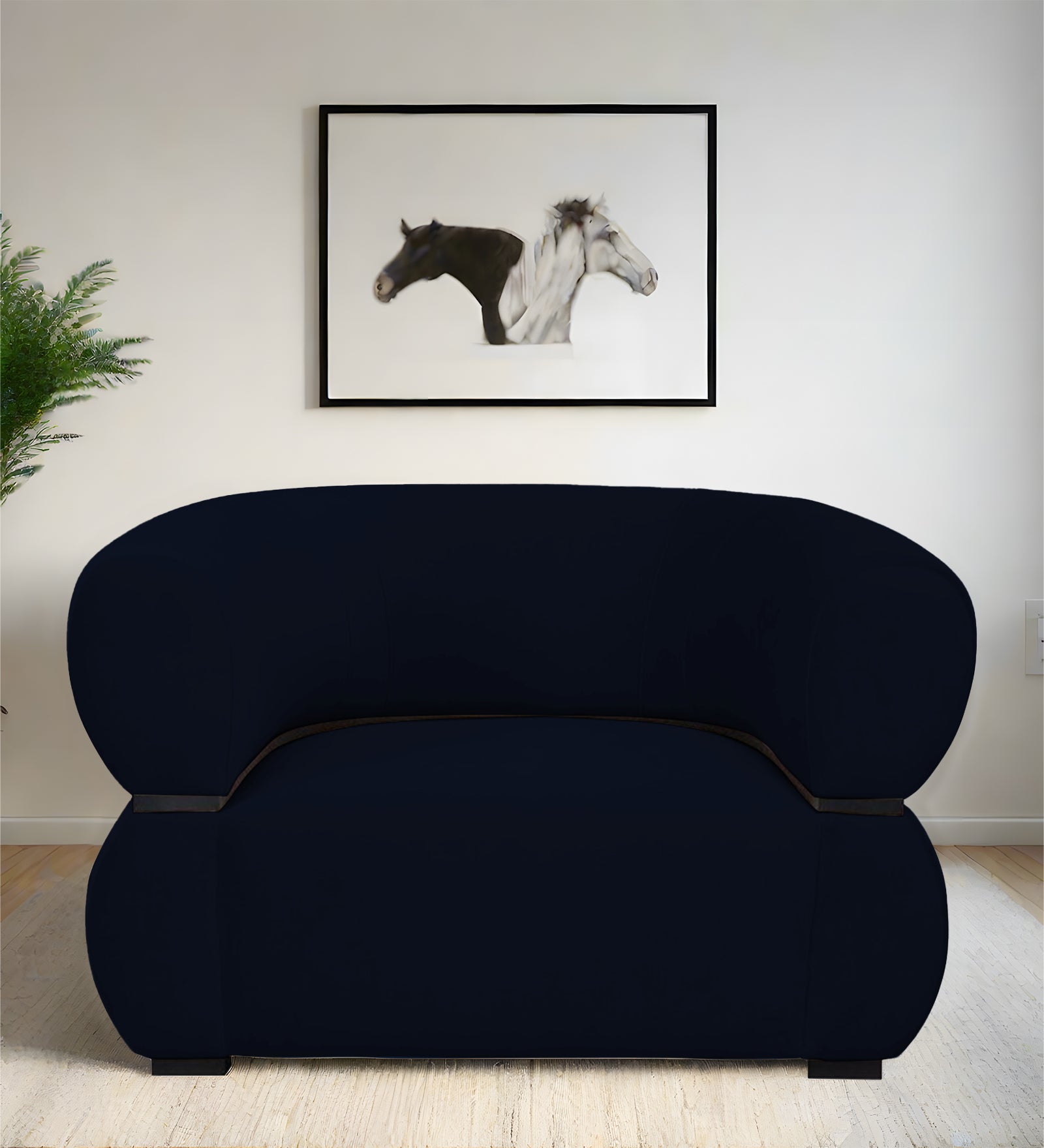 Kula Velvet 1 Seater Sofa In Dark Blue Colour - Febonic Living