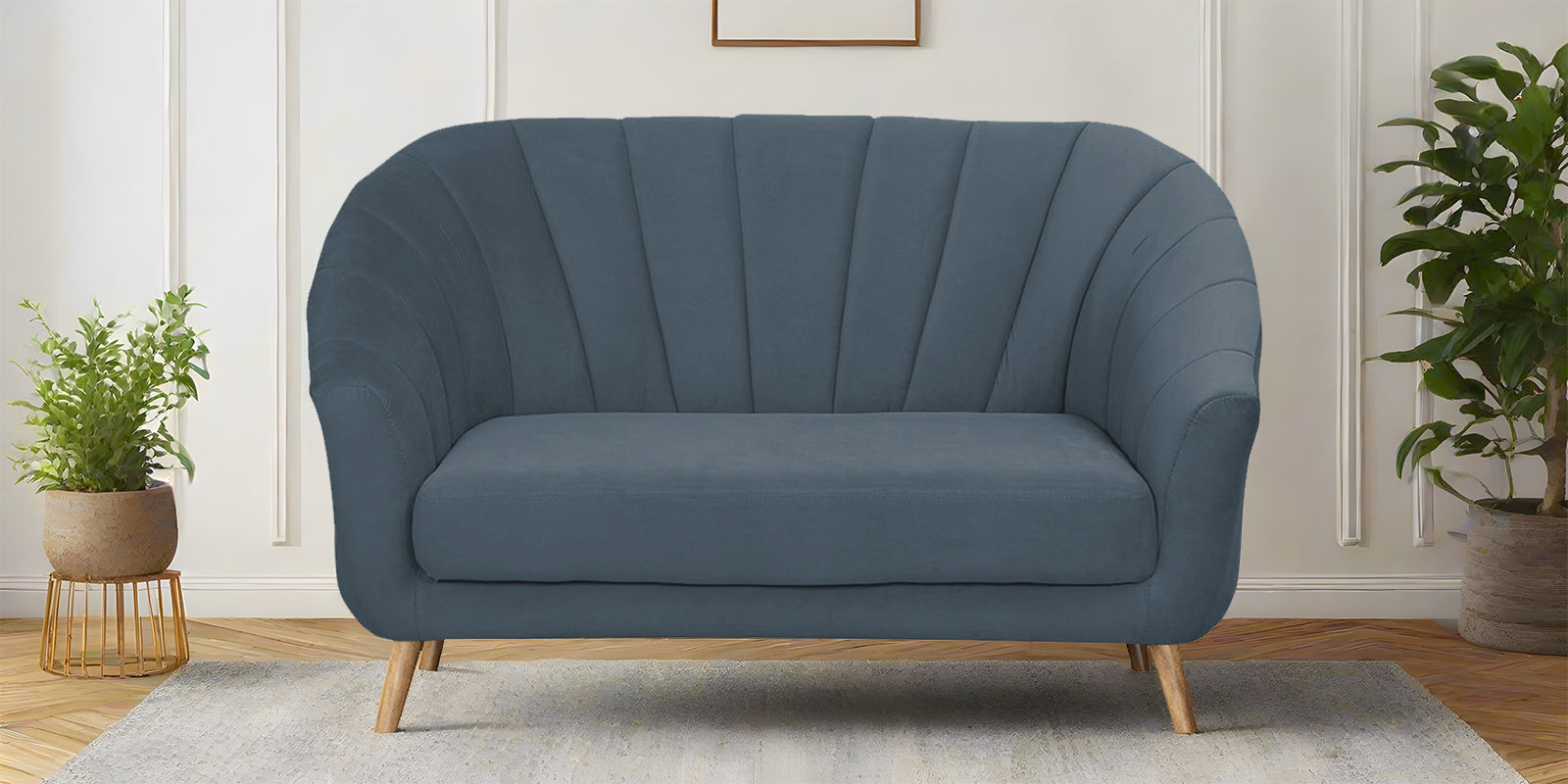 Kaylee Velvet 2 Seater Sofa In Oxford Blue Colour - Febonic Living