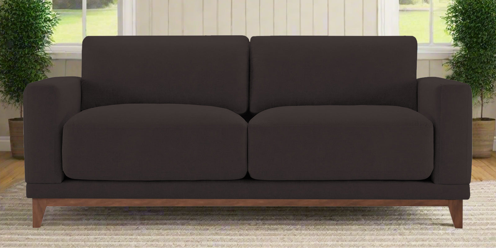 Esha Fabric 2 Seater Sofa In Pebble Brown Colour - Febonic Living