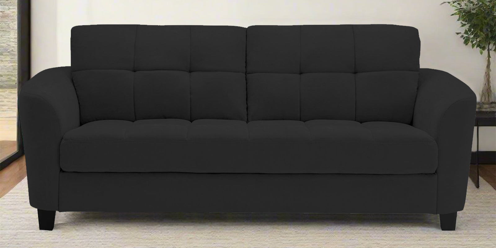 Mulan Fabric 2 Seater Sofa In Bitter Black Colour - Febonic Living