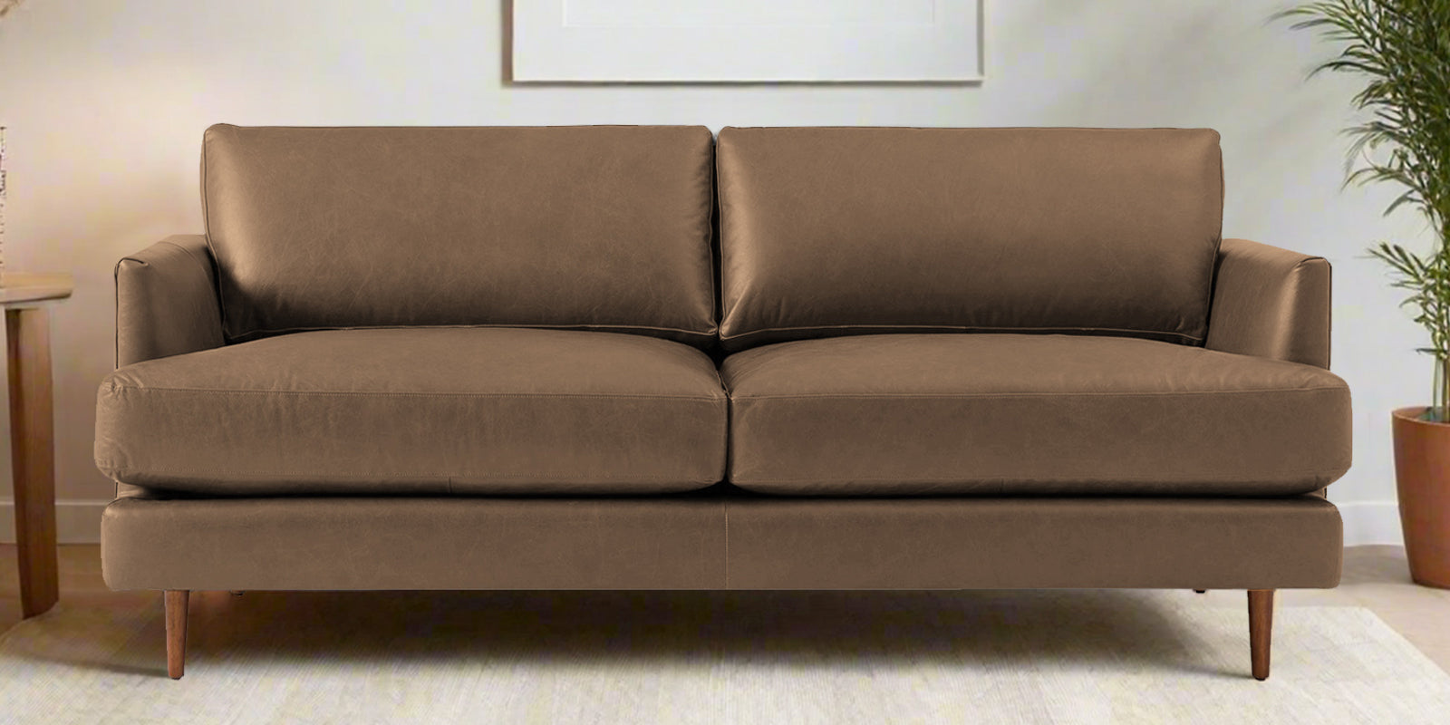 Sterio Leatherette 2 Seater Sofa In Husky Brown Colour - Febonic Living