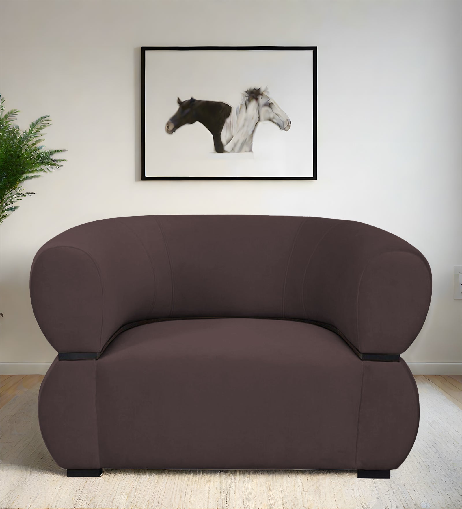 Kula Velvet 1 Seater Sofa In Mocha Brown Colour - Febonic Living