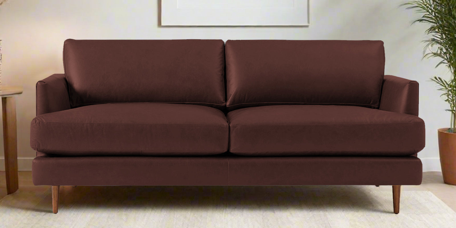 Sterio Leatherette 2 Seater Sofa In Wine Brown Colour - Febonic Living