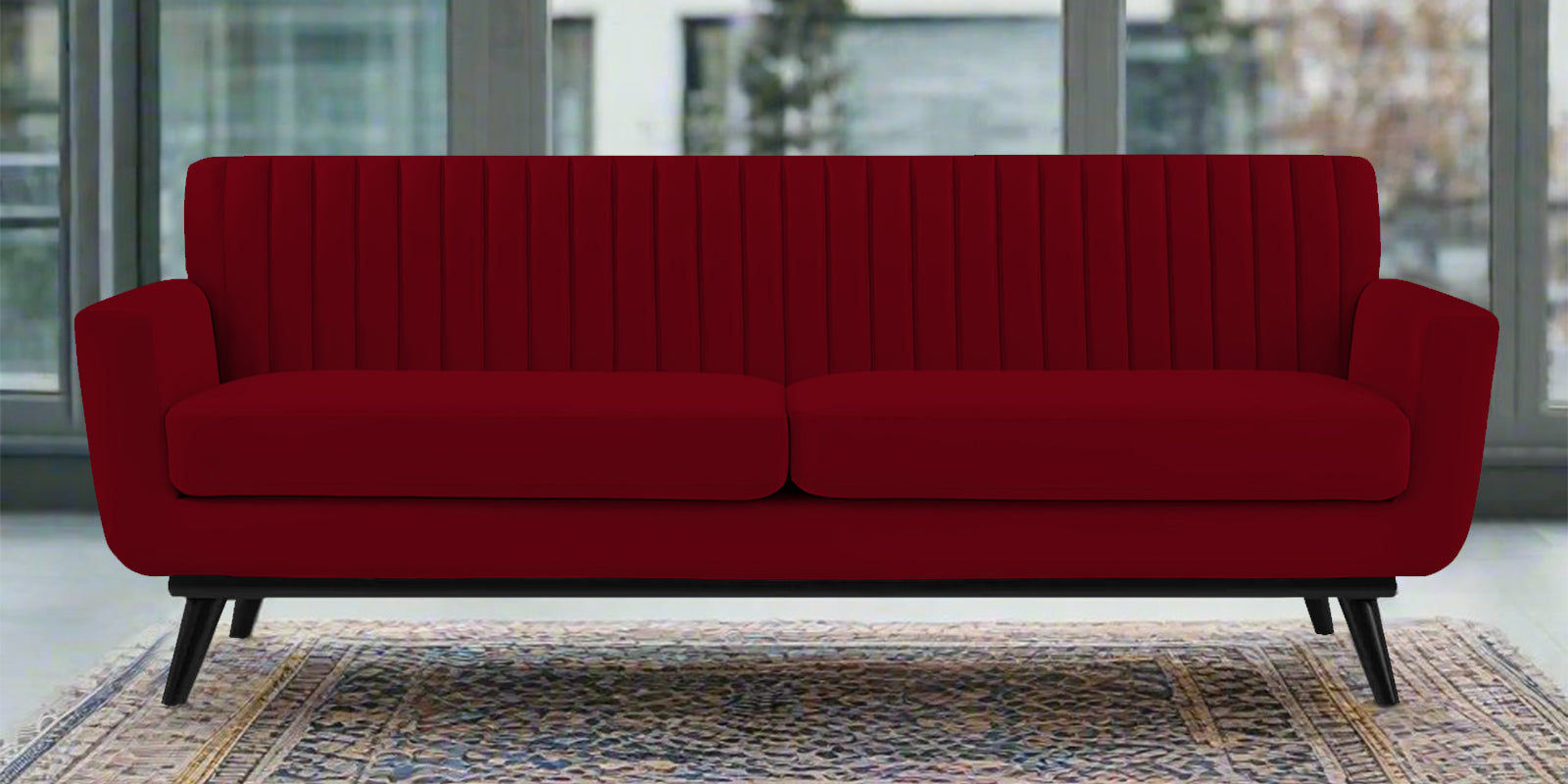 Tucker Velvet 3 Seater Sofa In Cherry Red Colour - Febonic Living