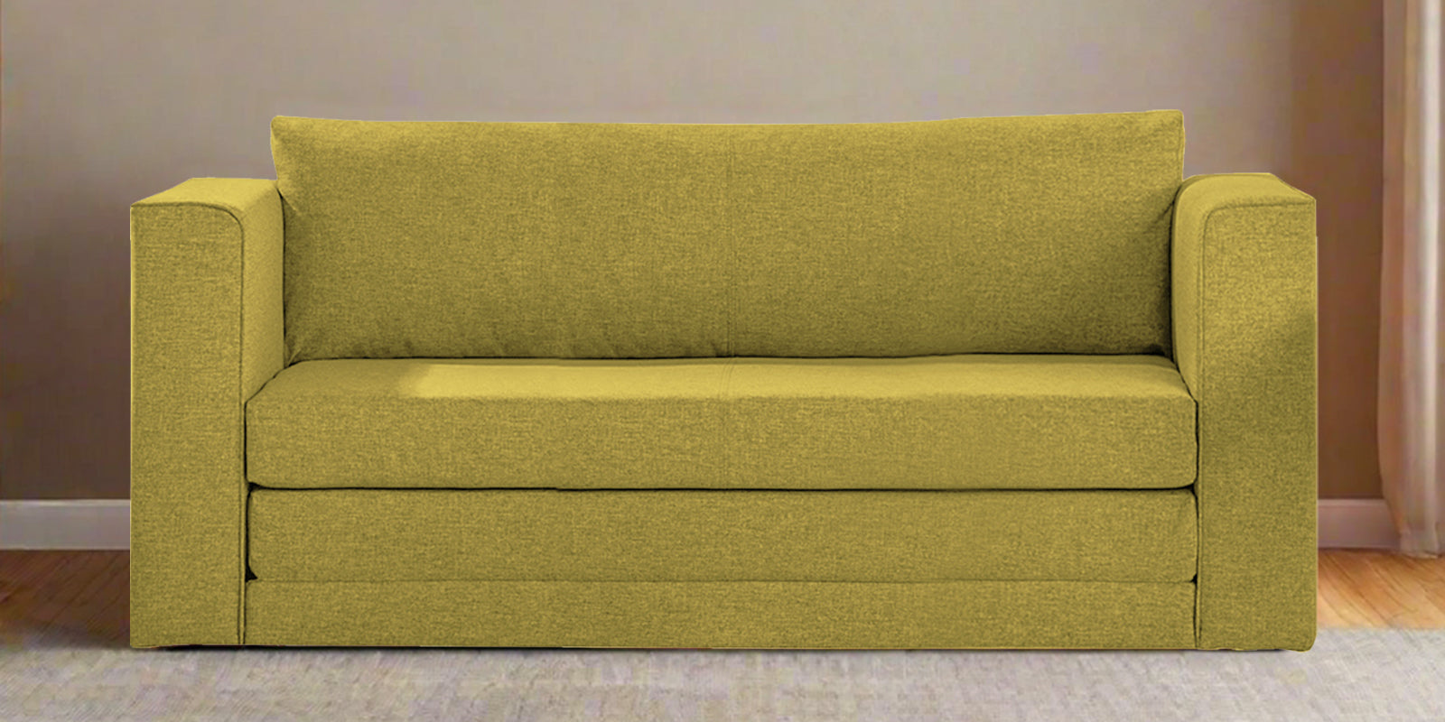 Kenia Fabric 3 Seater Foldable Sofa Cum Bed In Parrot Green Colour - Febonic Living