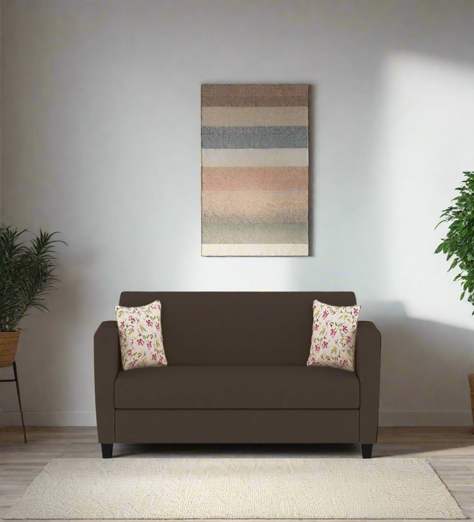Gozi Fabric 2 Seater Sofa In Coffee Brown Colour - Febonic Living