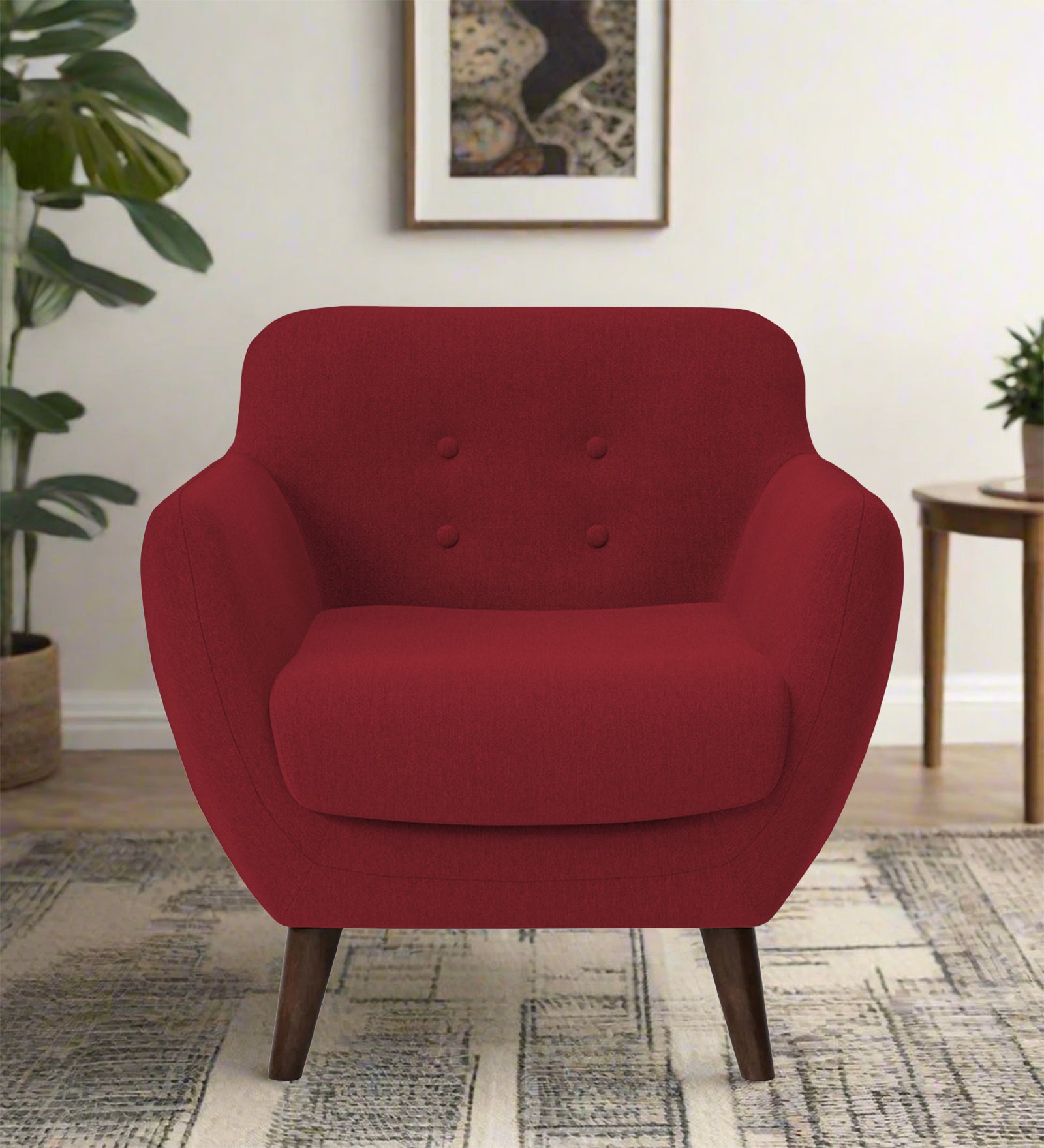 Goofy Fabric 1 Seater Sofa In Chilli Red Colour - Febonic Living