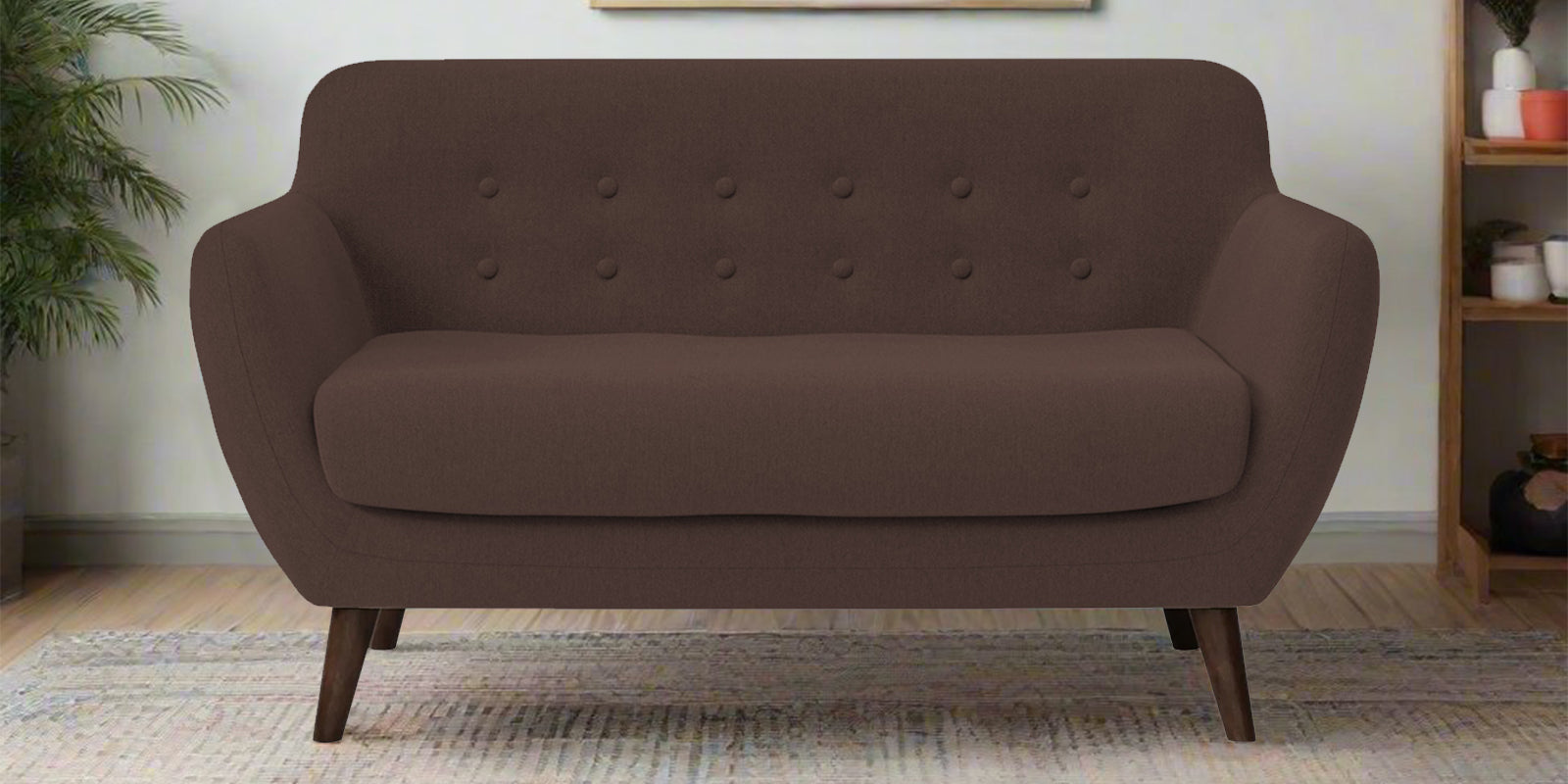 Goofy Fabric 2 Seater Sofa In Caramel Brown Colour - Febonic Living