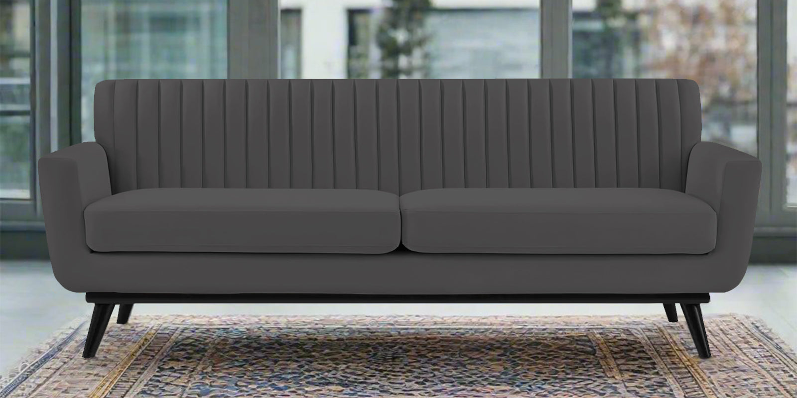 Tucker Velvet 3 Seater Sofa In Dark Grey Colour - Febonic Living