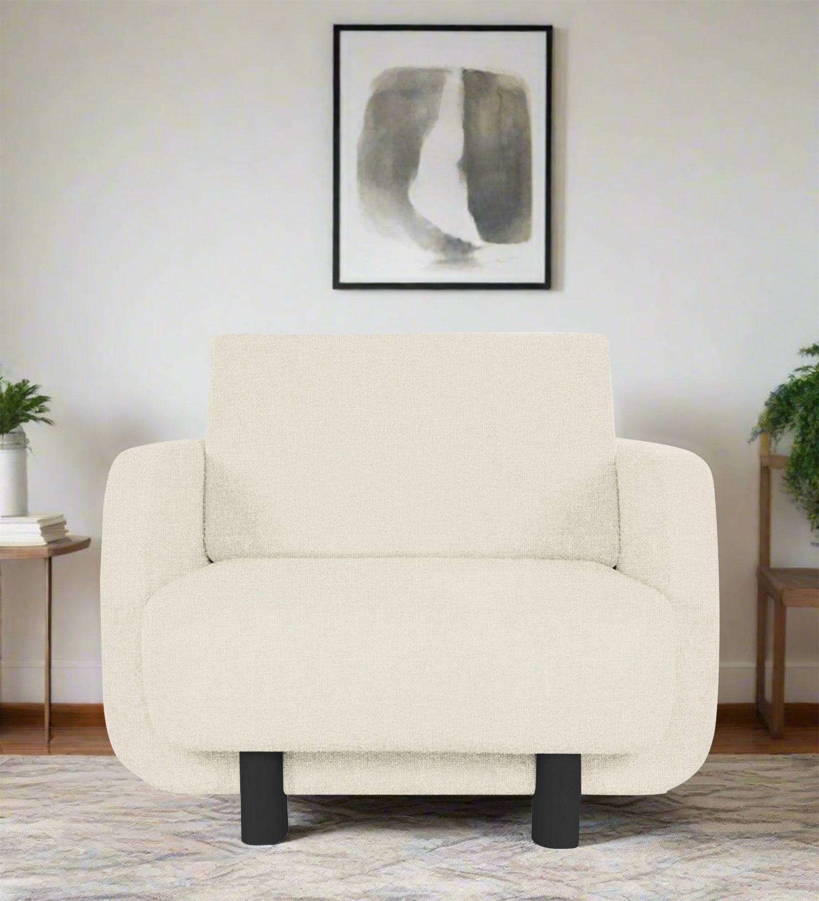 Varu Fabric 1 Seater Sofa In Ivory Cream Colour - Febonic Living