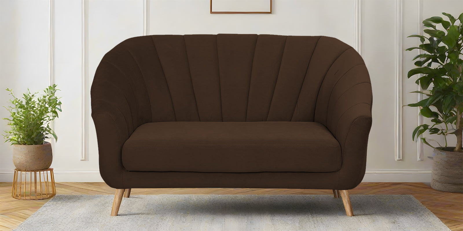 Kaylee Velvet 2 Seater Sofa In Chocolate Brown Colour - Febonic Living