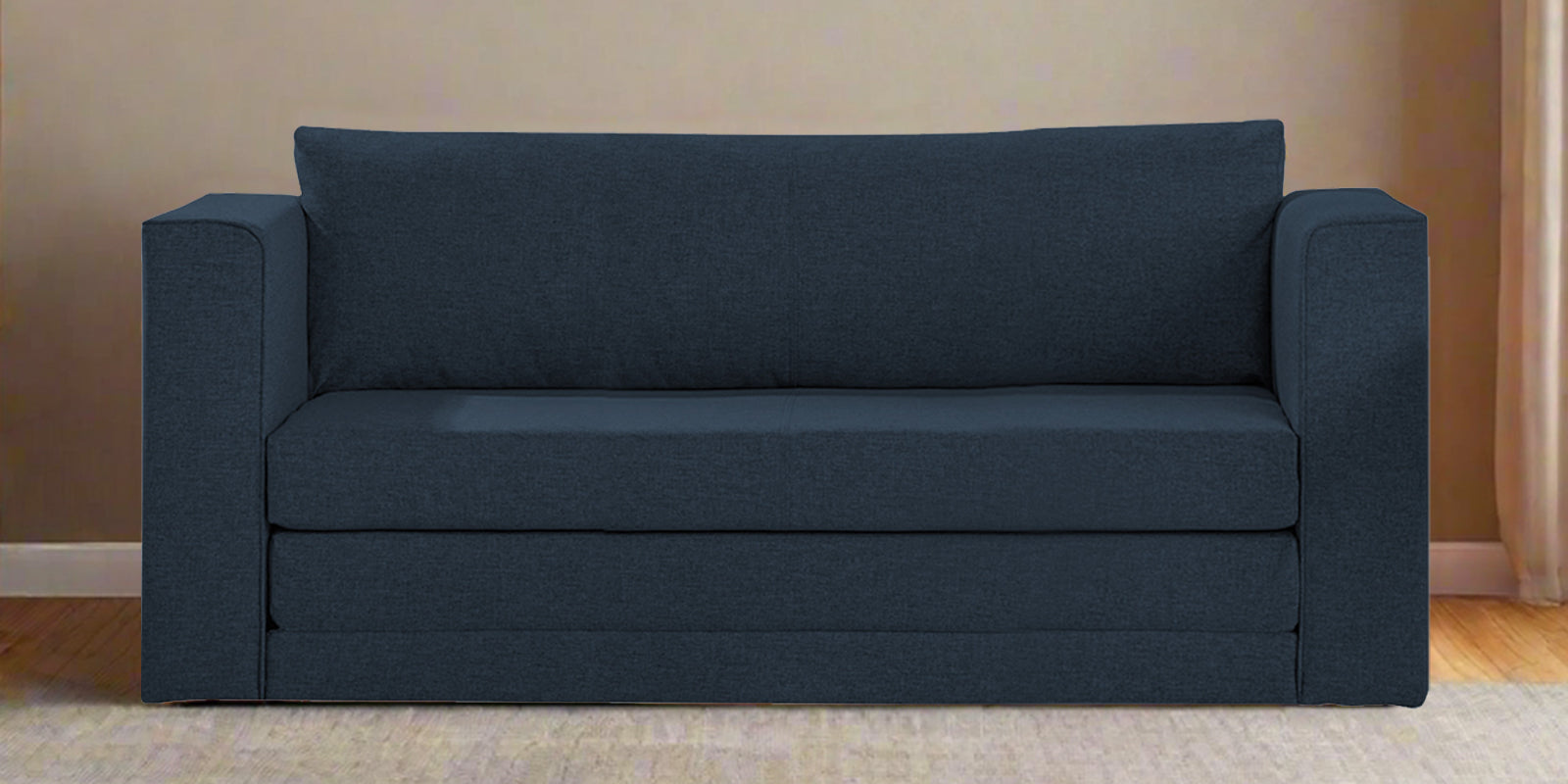 Kenia Fabric 3 Seater Foldable Sofa Cum Bed In Denim Blue Colour - Febonic Living
