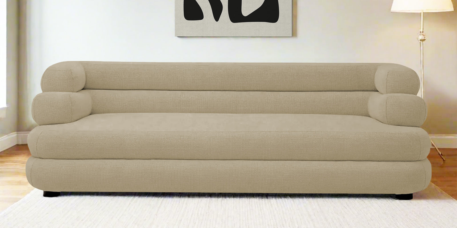 Wener Fabric 3 Seater Sofa In Honey Beige Colour - Febonic Living