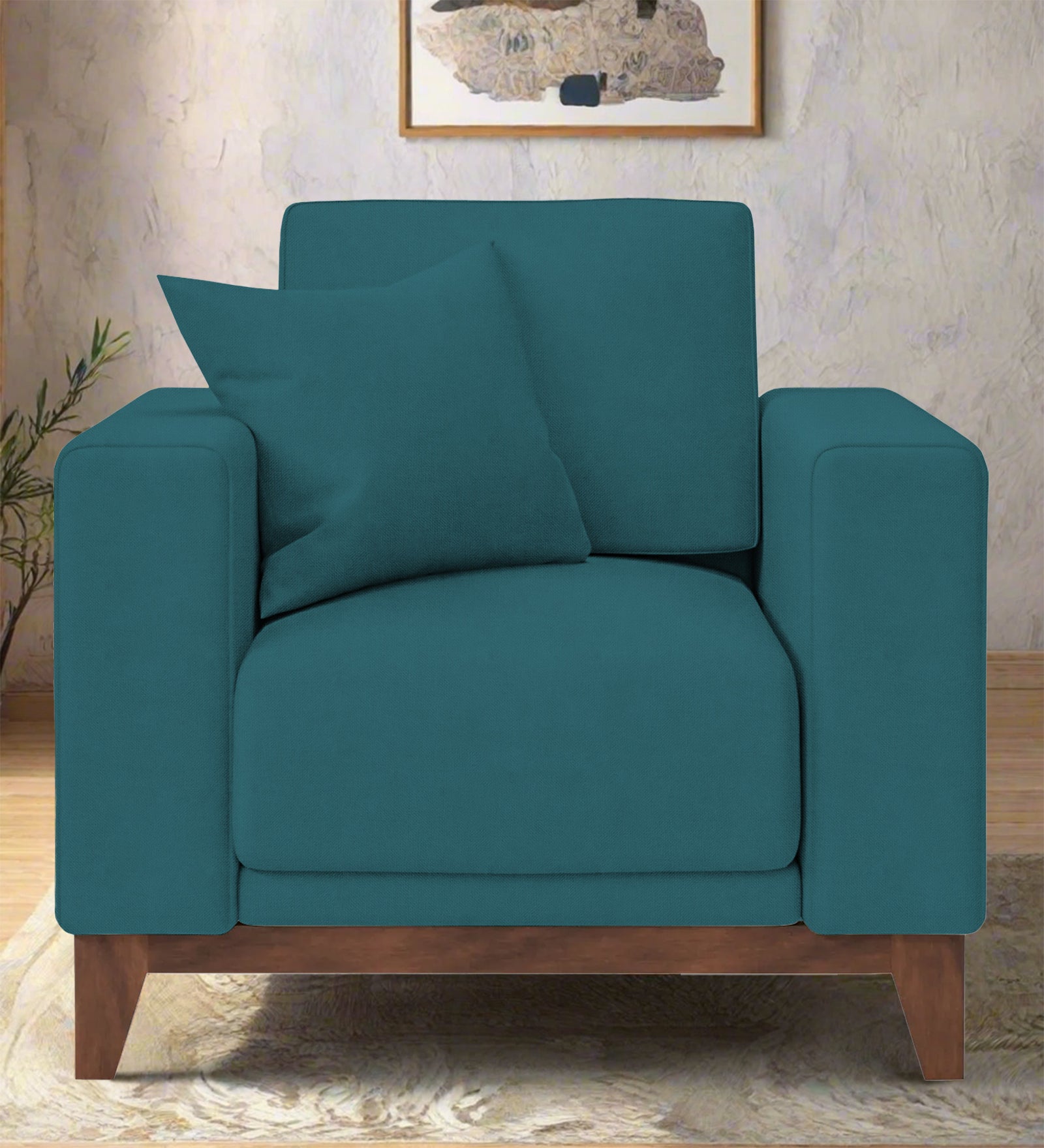 Luca Fabric 1 Seater Sofa In Water Blue Colour - Febonic Living