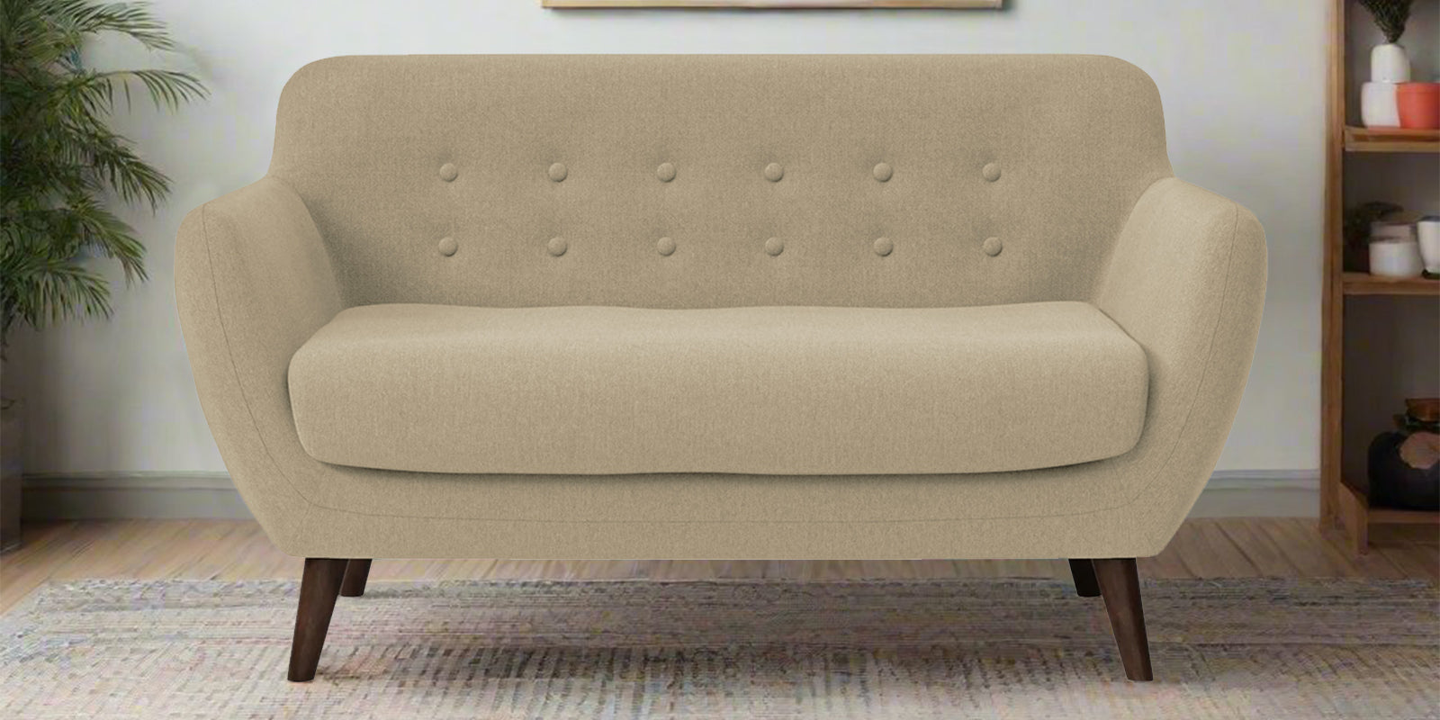 Goofy Fabric 2 Seater Sofa In Honey Beige Colour - Febonic Living