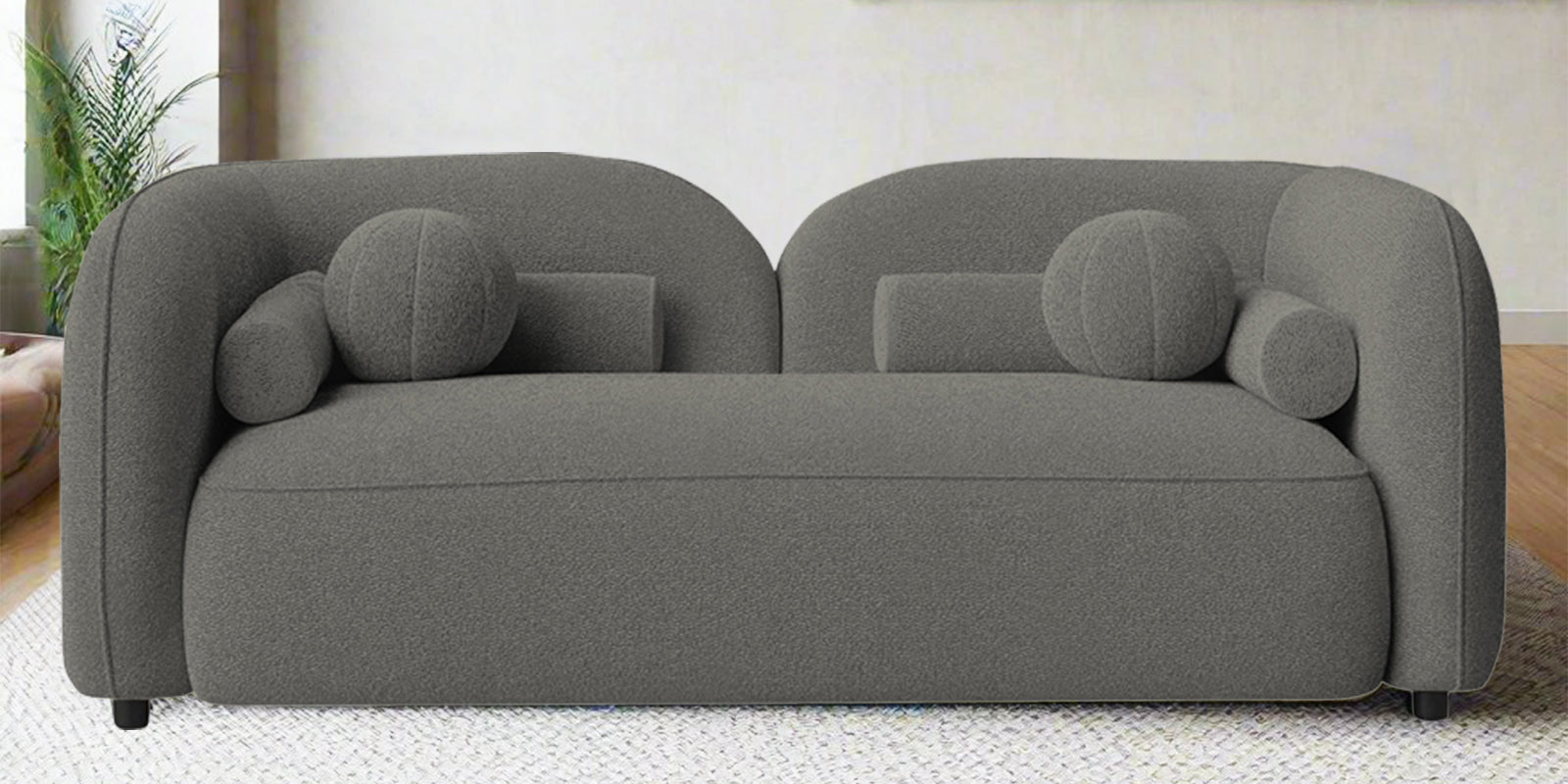 Corny Boucle Fabric 2 Seater Sofa In Moon Grey Colour - Febonic Living
