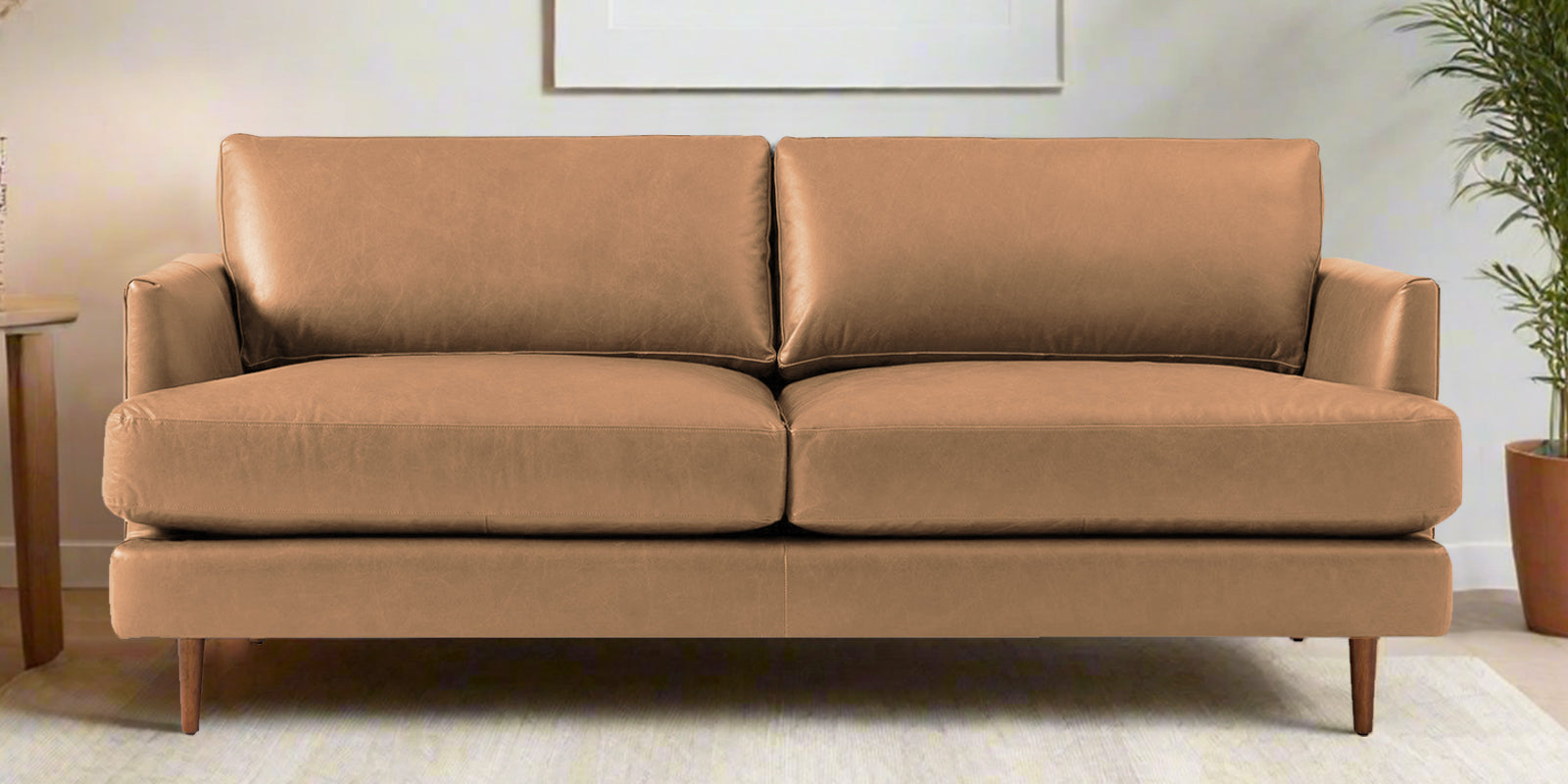 Sterio Leatherette 2 Seater Sofa In Sepia Beige Colour - Febonic Living