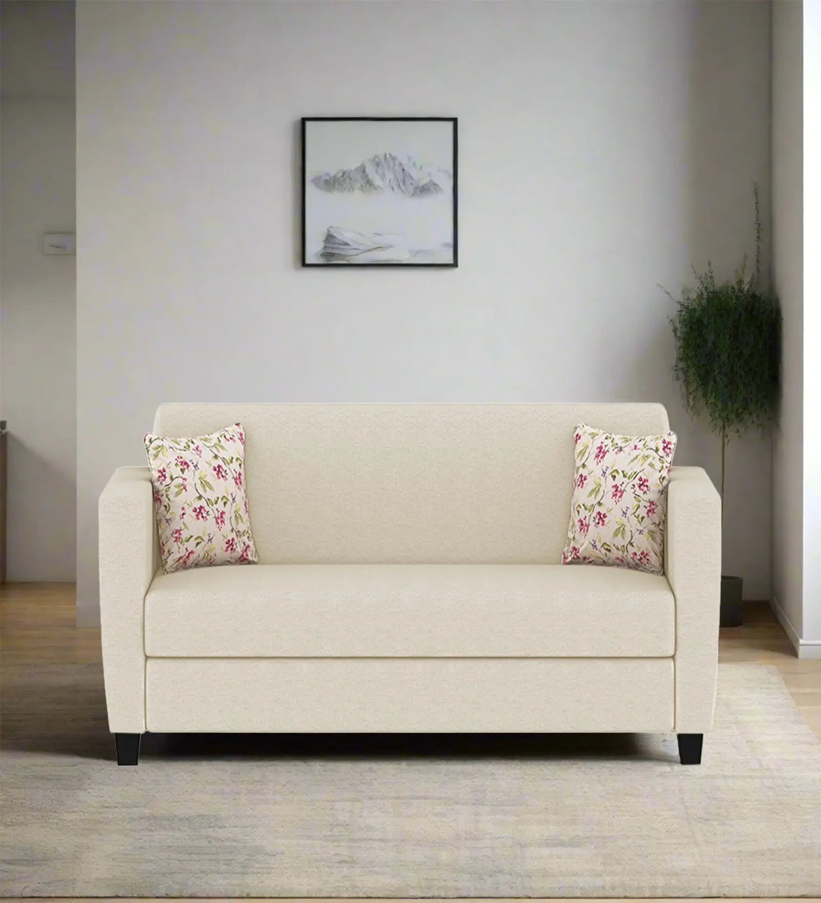 Gozi Fabric 2 Seater Sofa In Ivory Cream Colour Febonic Living
