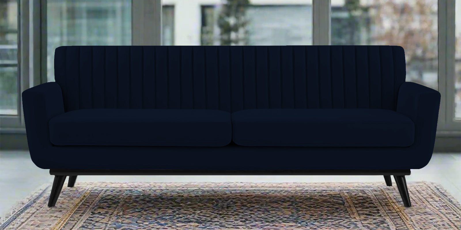 Tucker Velvet 3 Seater Sofa In Dark Blue Colour - Febonic Living