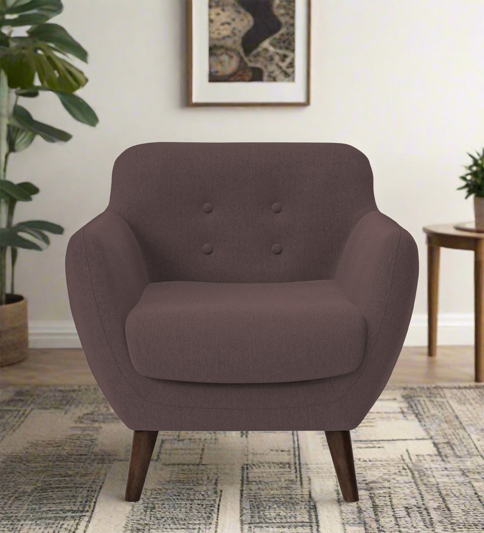 Goofy Fabric 1 Seater Sofa In Night Brown Colour - Febonic Living