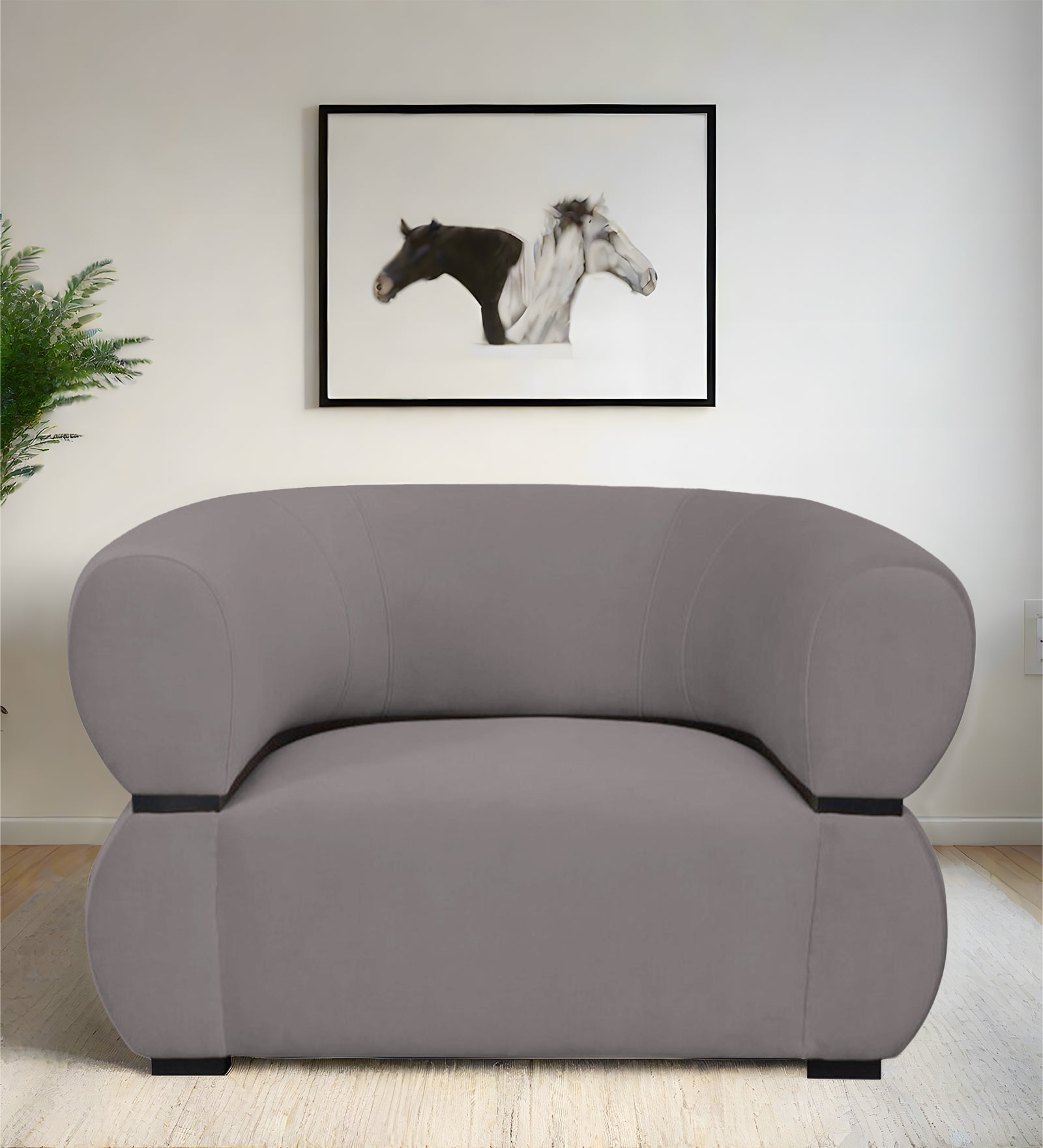 Kula Velvet 1 Seater Sofa In Pearl Grey Colour - Febonic Living