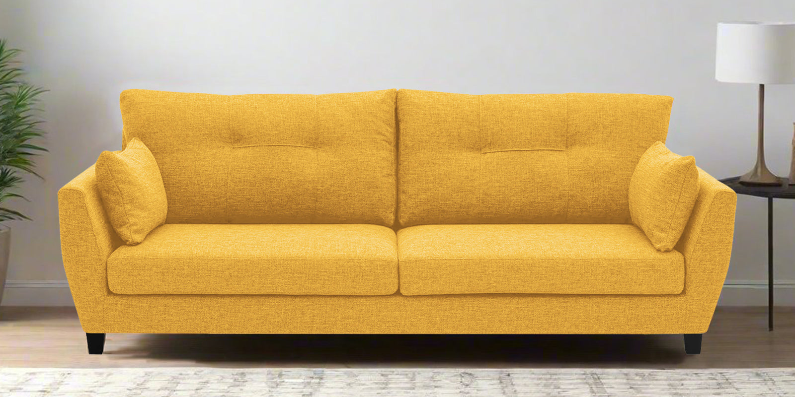 Mario Fabric 3 Seater Sofa In Bold Yellow Colour - Febonic Living