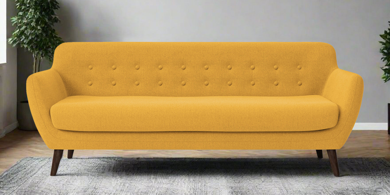 Goofy Fabric 3 Seater Sofa In Bold Yellow Colour - Febonic Living
