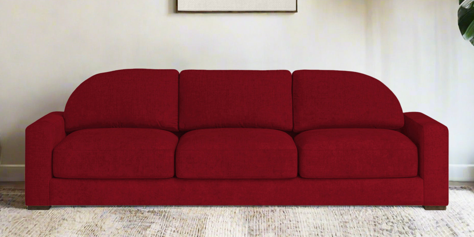 Dara Fabric 3 Seater Sofa In Ruby Red Colour