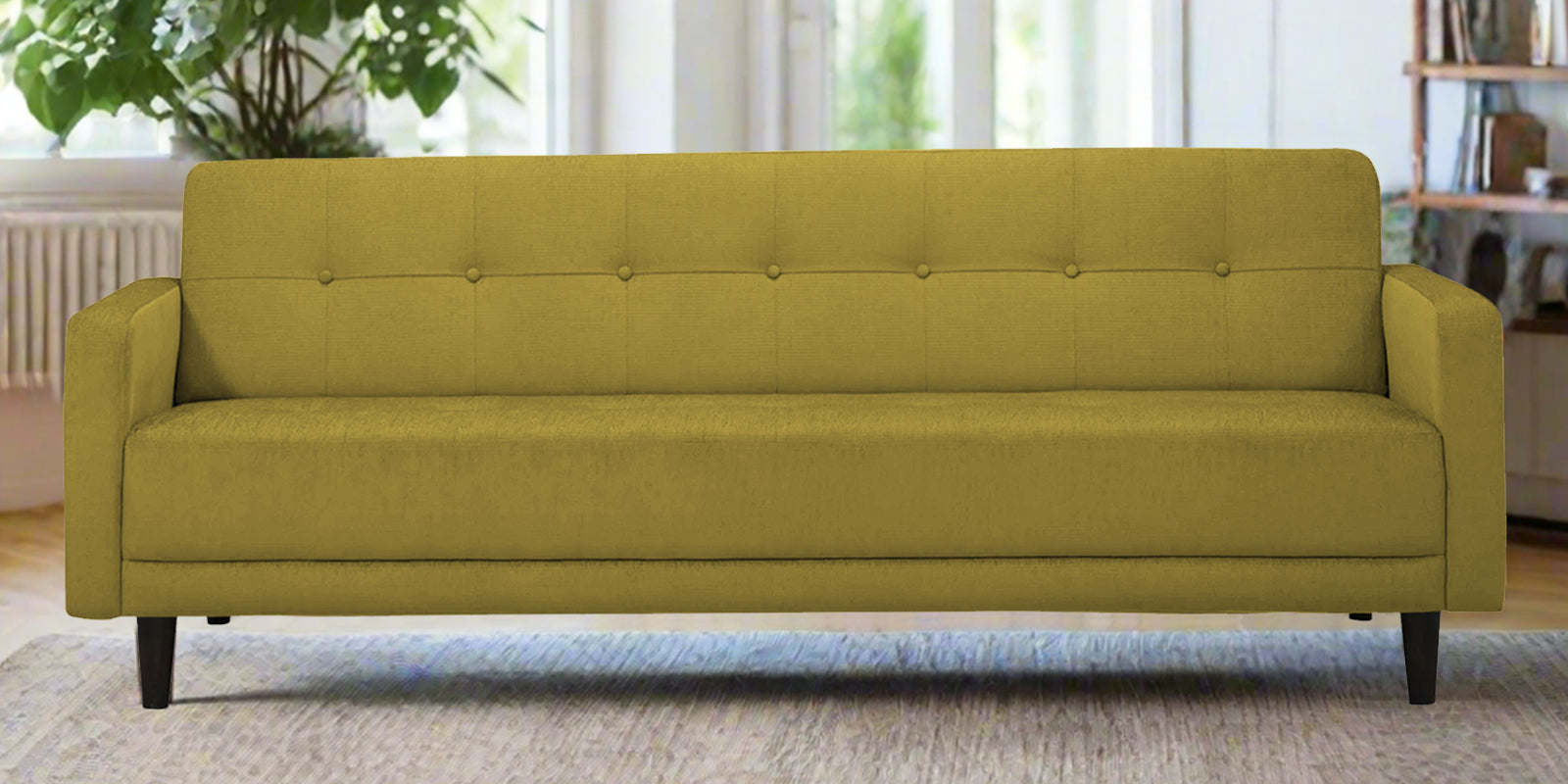 Noha Fabric 3 Seater Sofa In Parrot Green Colour - Febonic Living